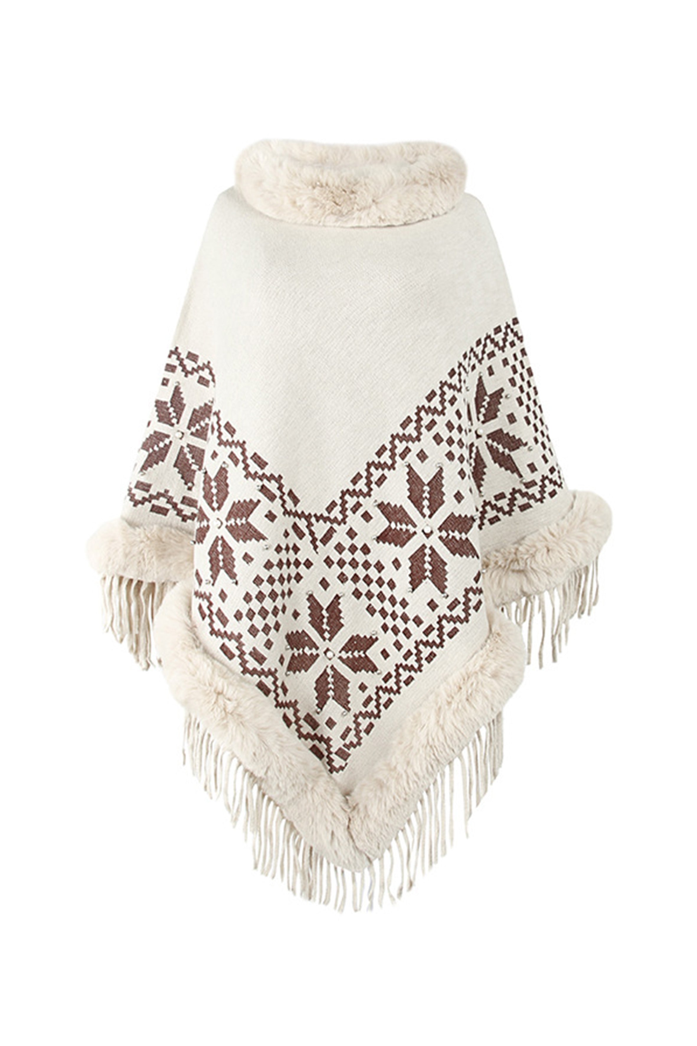 Capa con borlas y cuello alto S0211