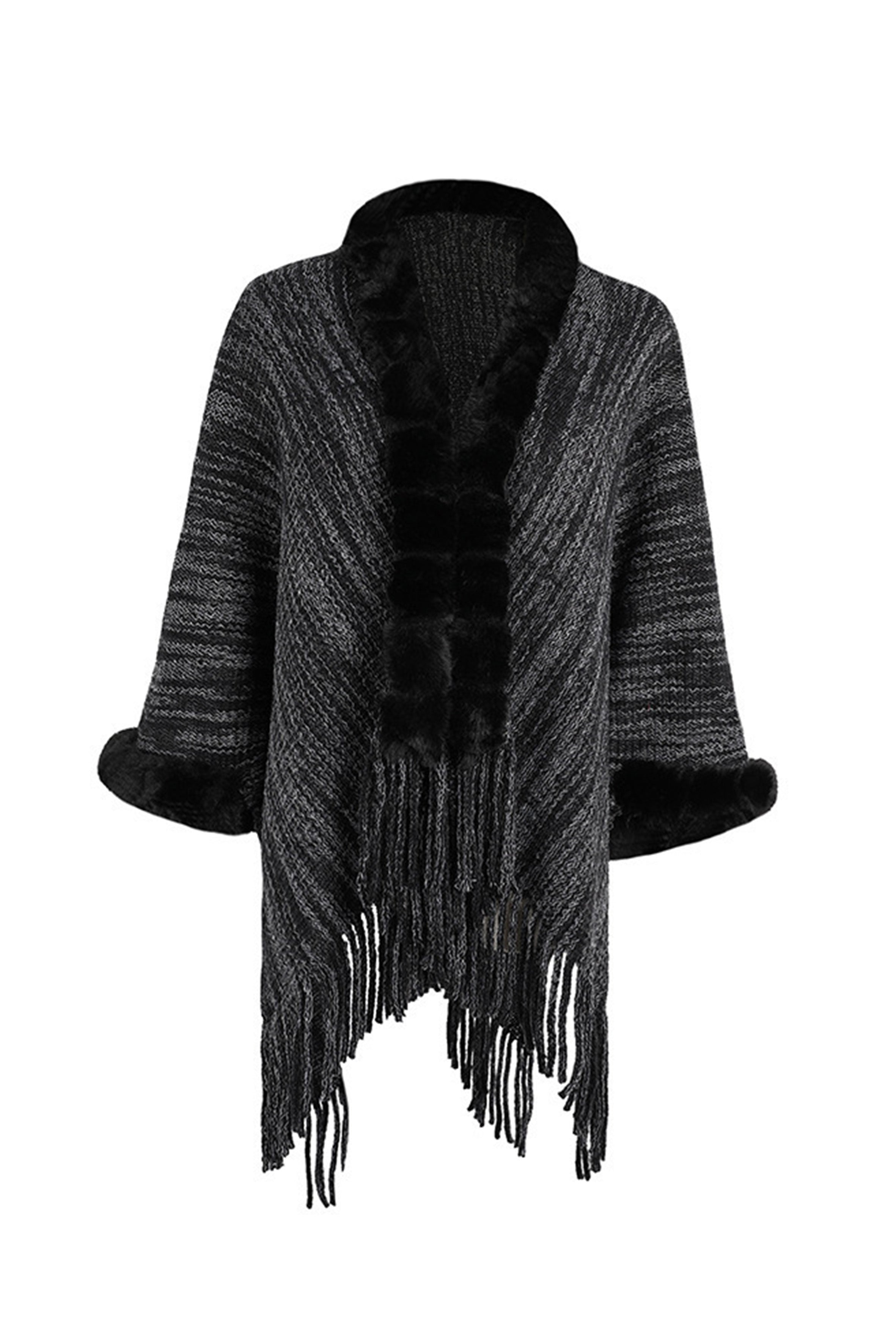 Collar Knitted Shawl S0218-Black