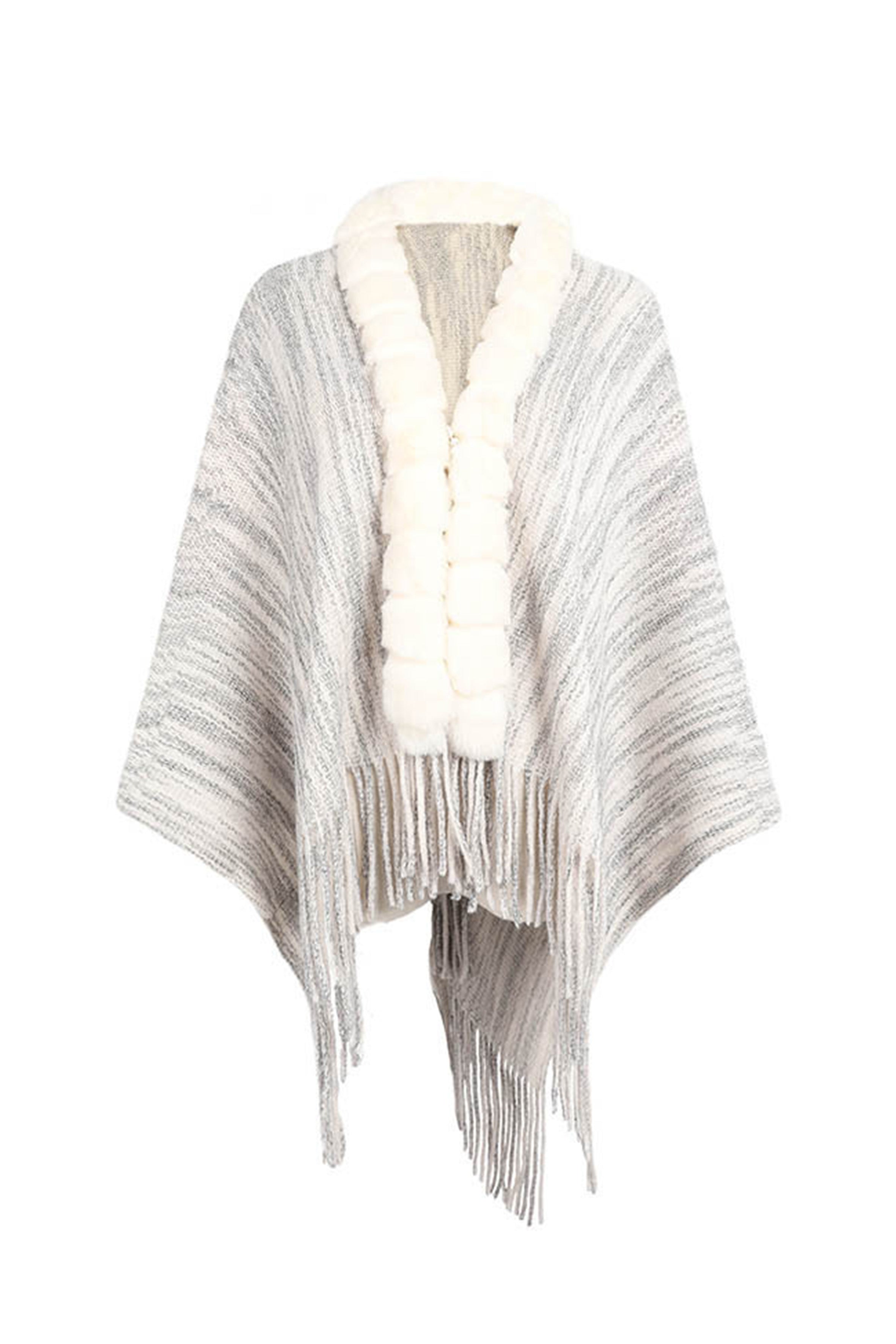 Collar Knitted Shawl S0218-Black