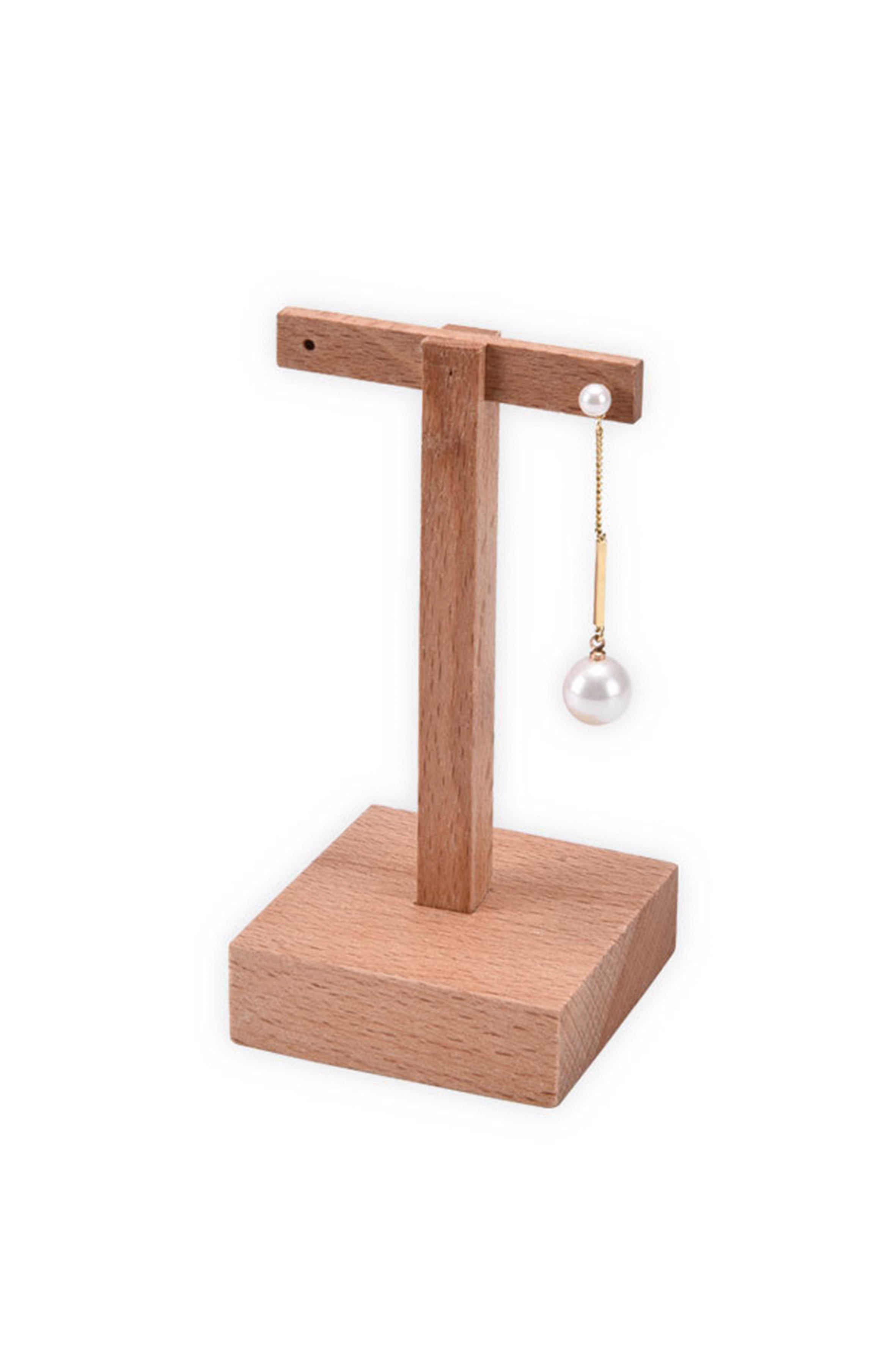 Large T-shaped Earrings Solid Wood Display W1633