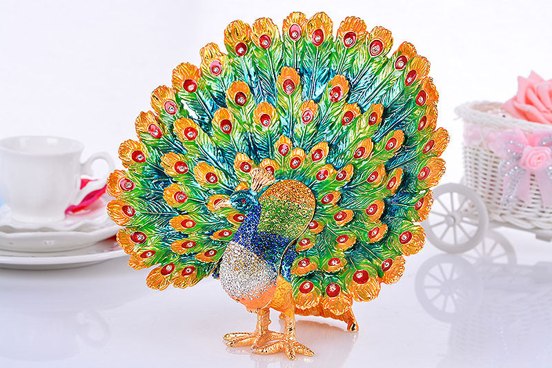 Peacock Rhinestone Jewelry Box Ornaments W1795