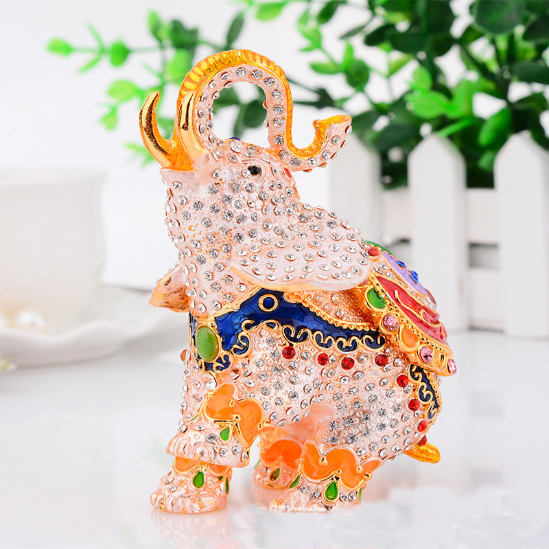Elephant Rhinestone Jewelry Box Ornaments W1798 Ole