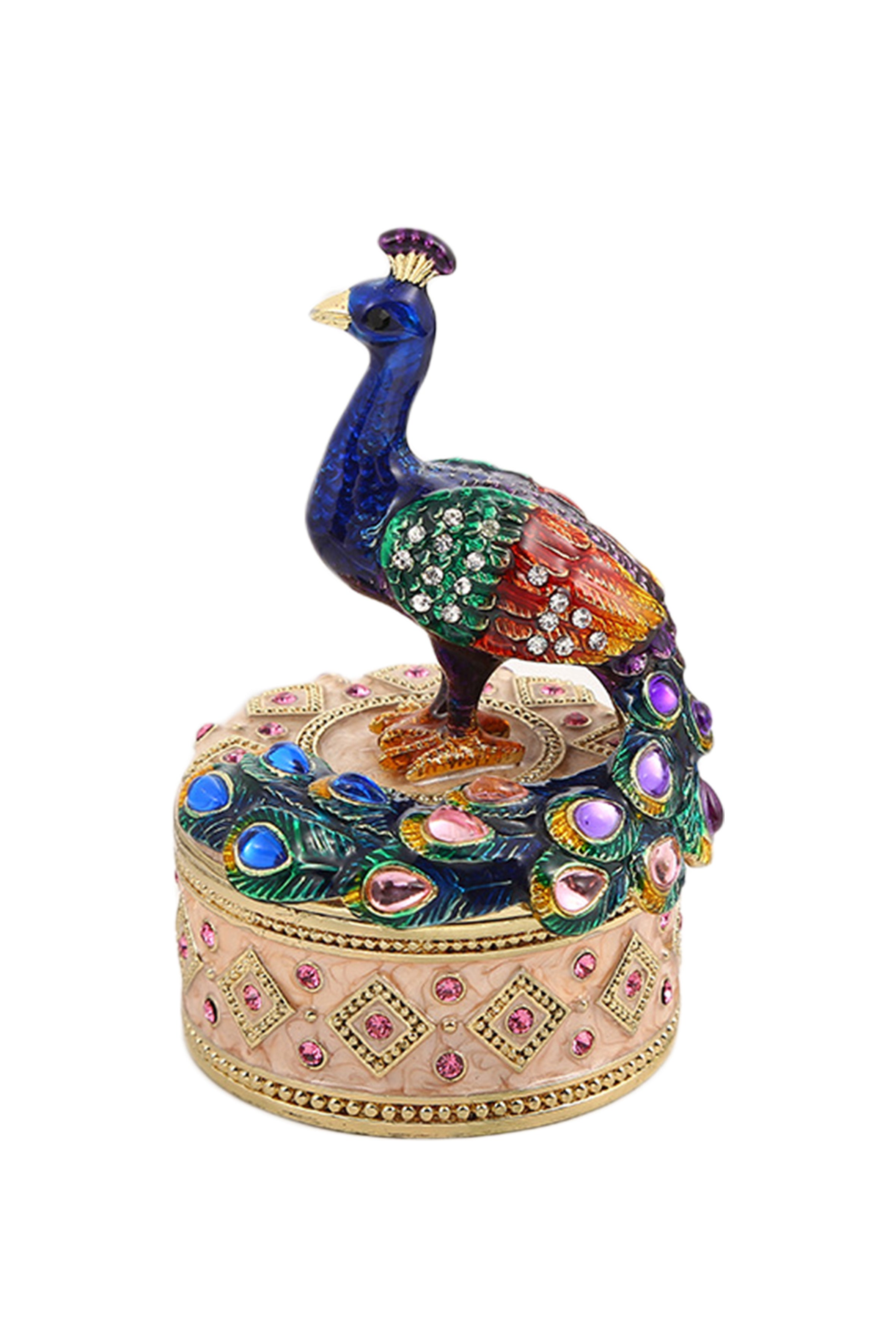 Peacock Rhinestone Jewelry Box Ornaments W1804