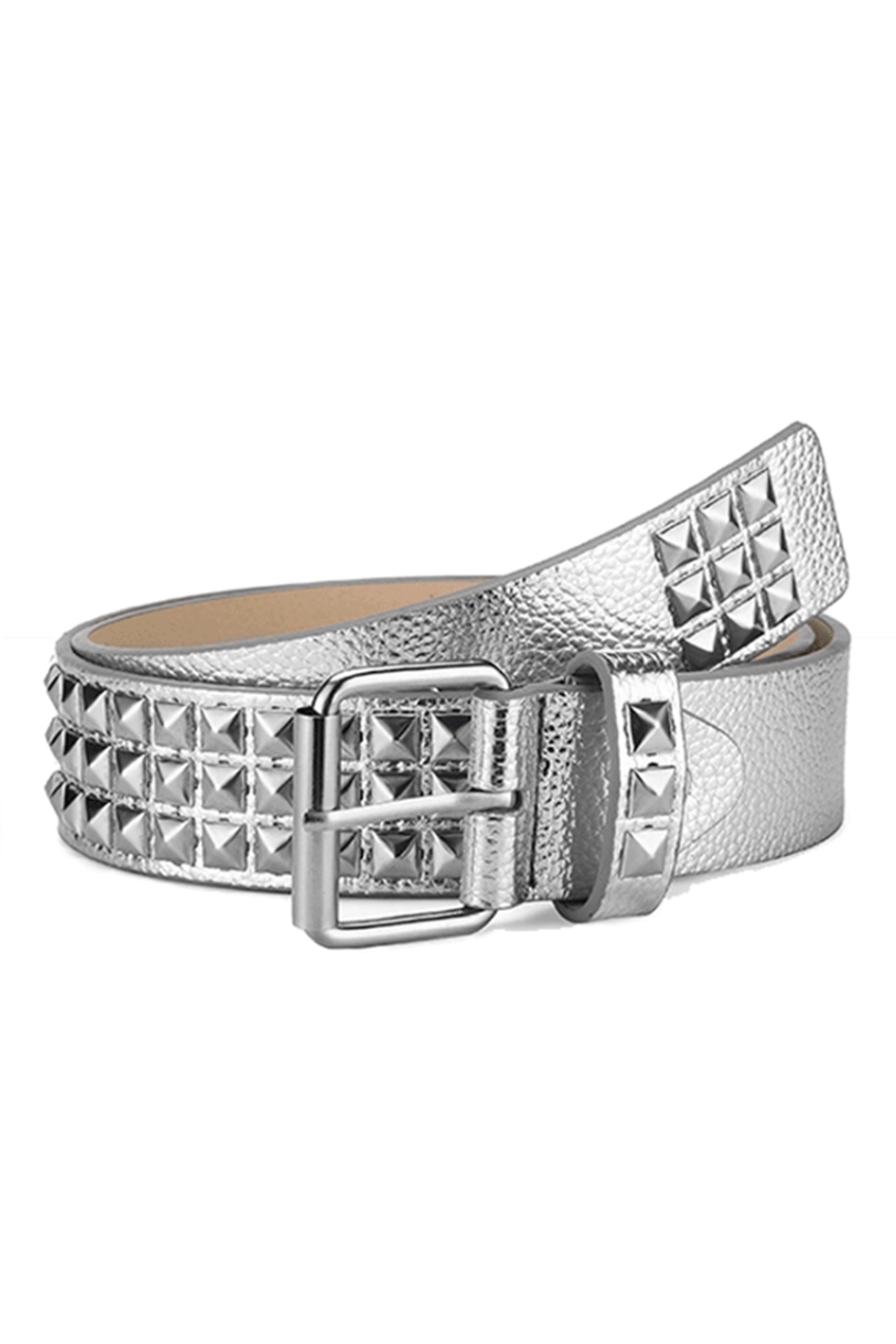 Cinturón de acero inoxidable con remaches de tres filas estilo punk WA0177