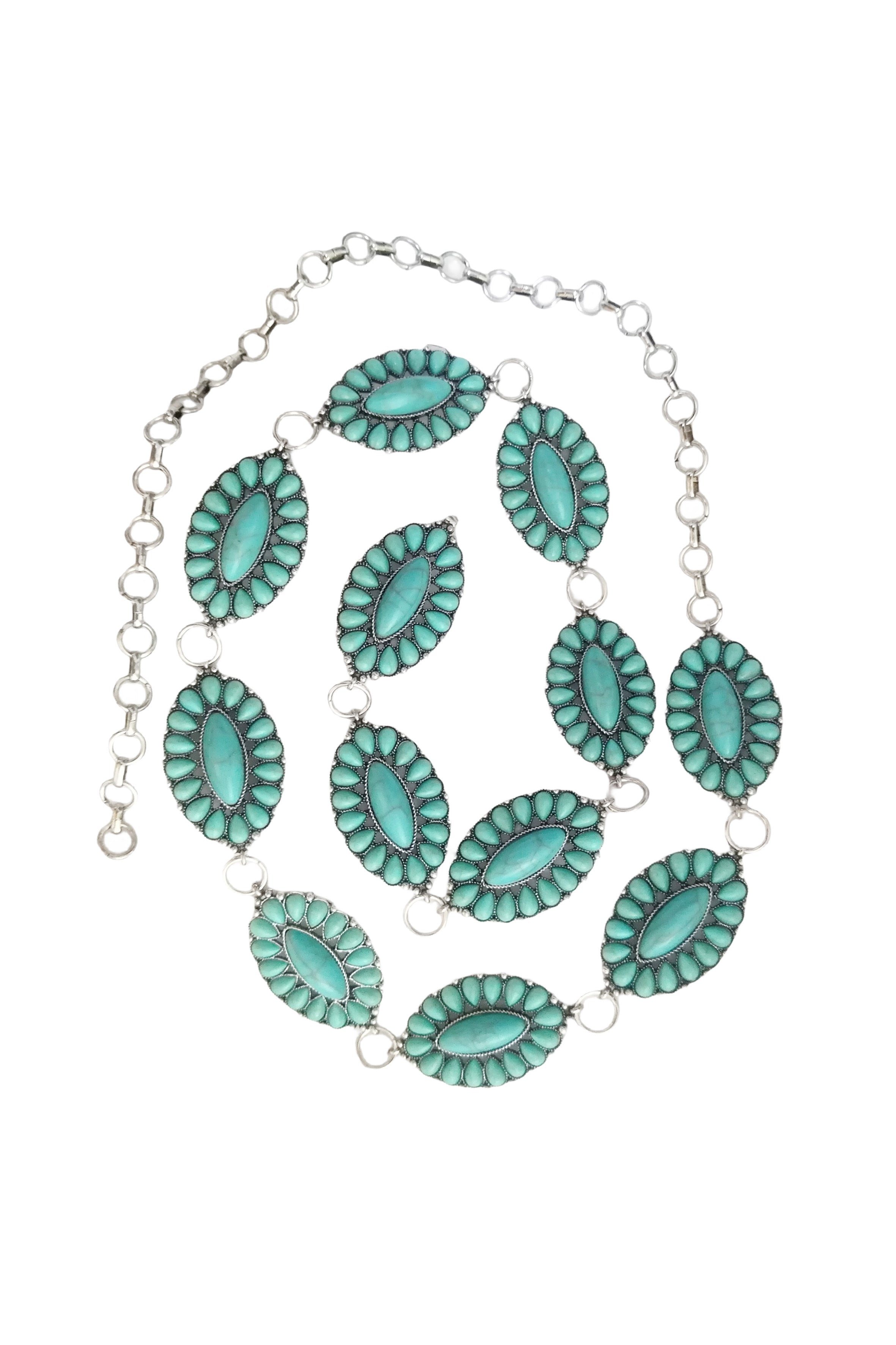 Cadenas para la cintura con parches florales de color turquesa WA0240