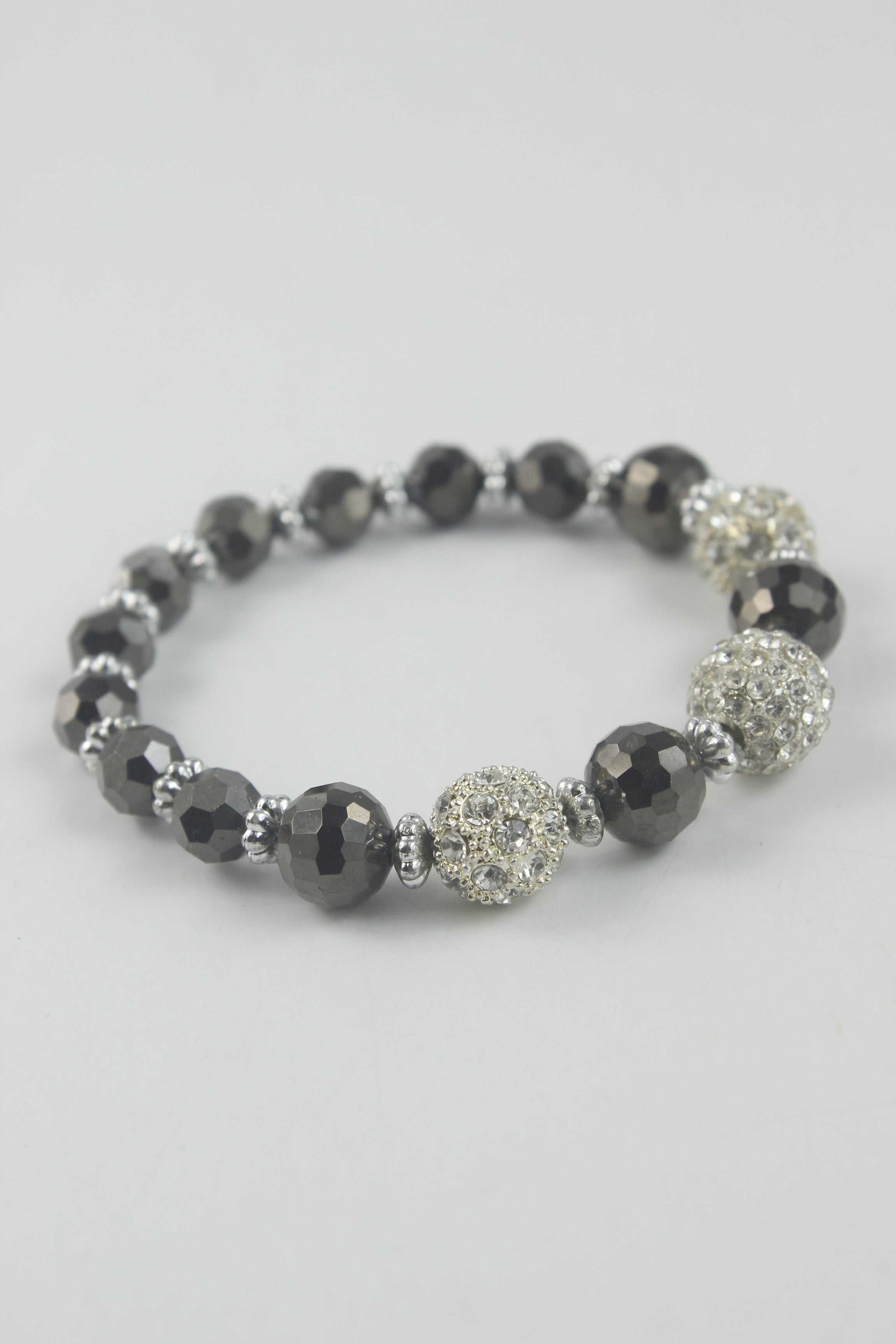Pulsera de cuentas de cristal facetadas y redondas B1348