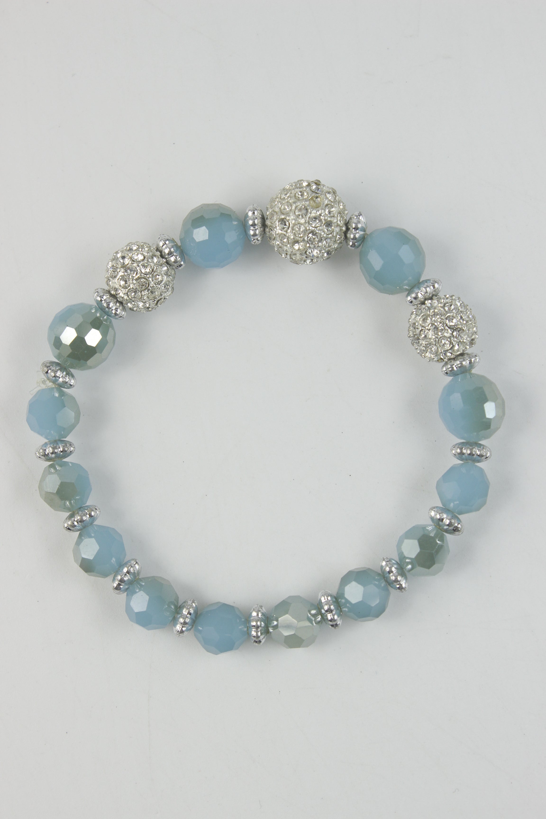 Pulsera de cuentas de cristal facetadas y redondas B1348