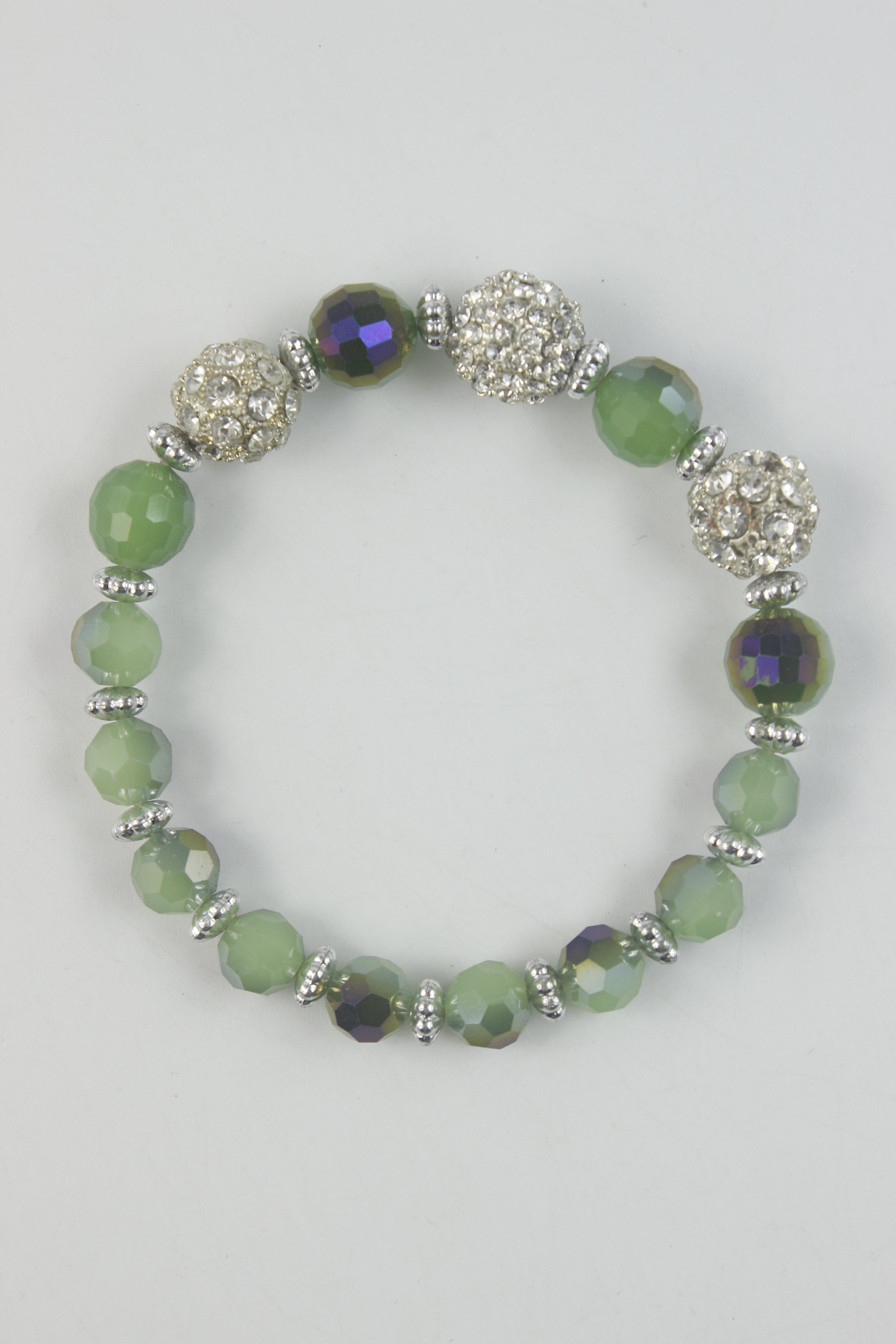 Pulsera de cuentas de cristal facetadas y redondas B1348