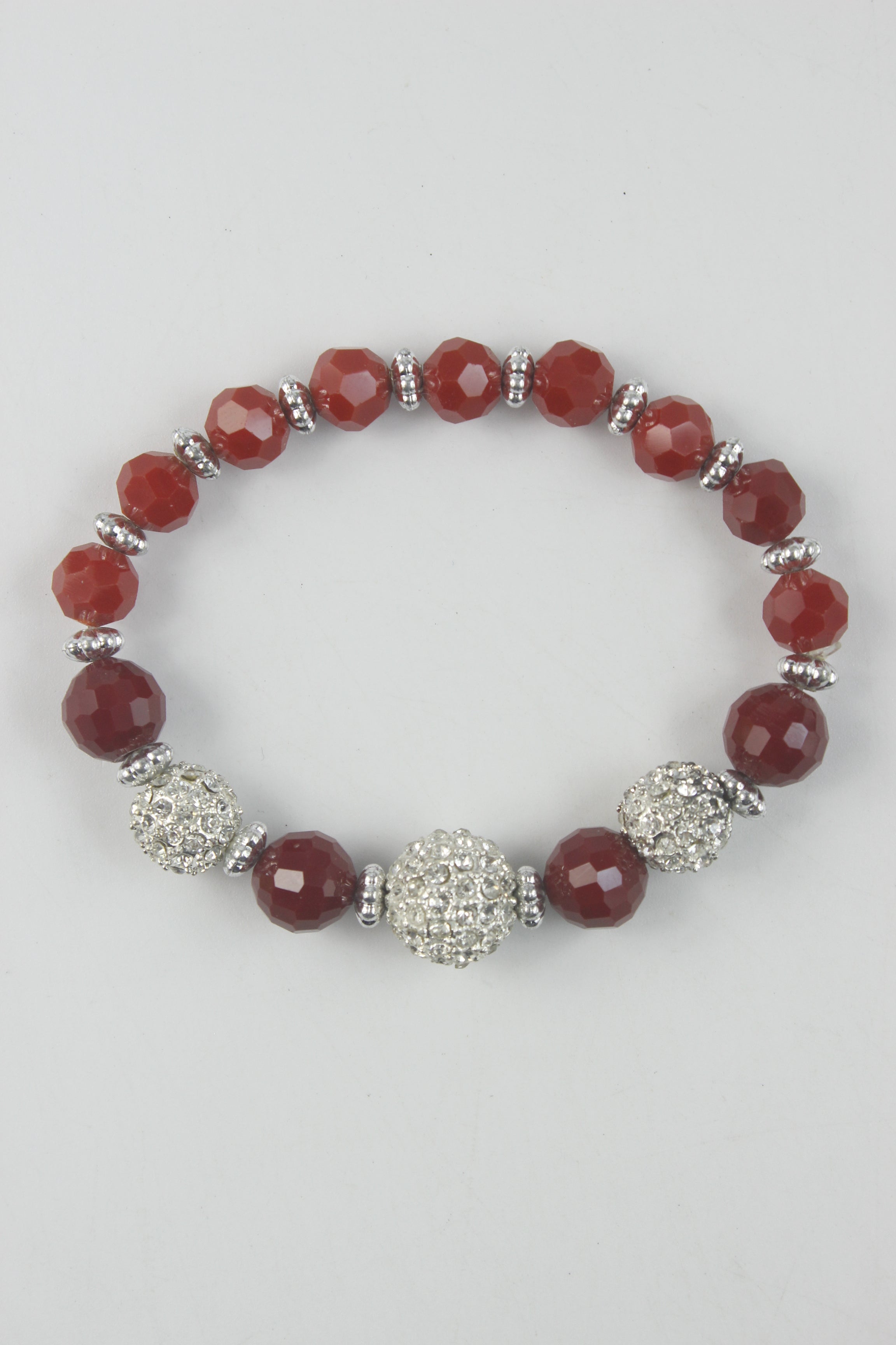 Pulsera de cuentas de cristal facetadas y redondas B1348