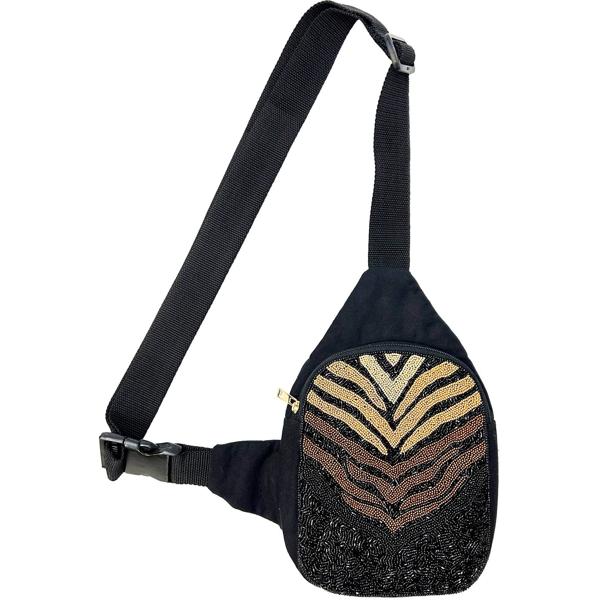 Zebra Stripe Beaded Fanny Pack LAC FP 009