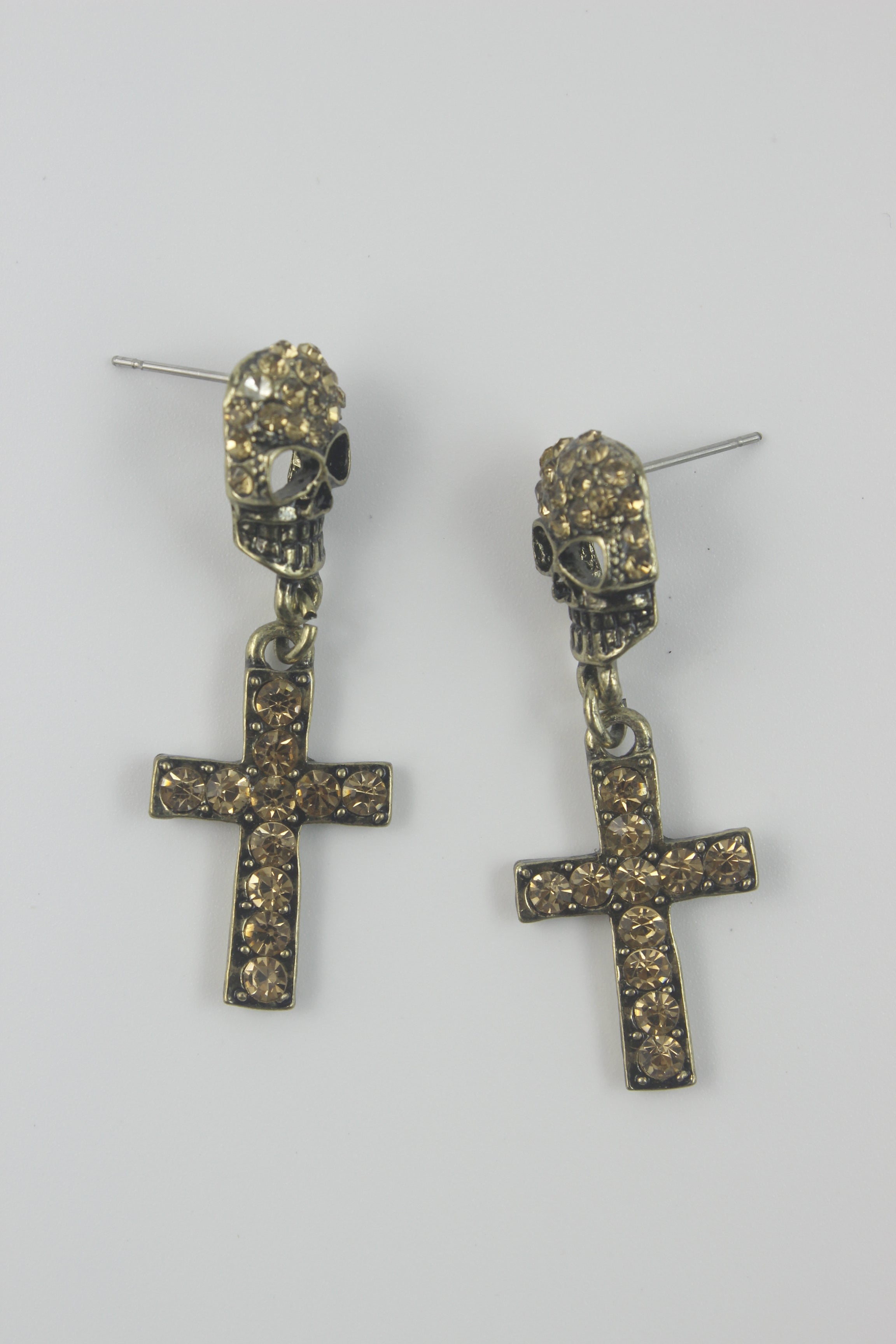 Crystal Accent Skull and Cross Earrings E1768