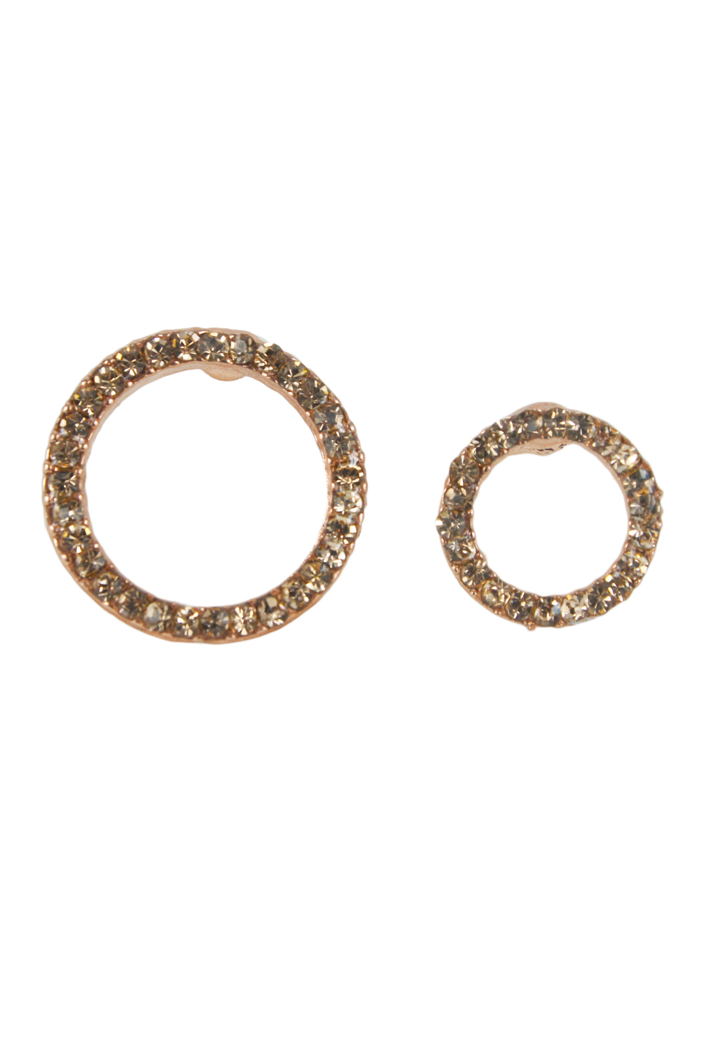 Pendientes de botón de cristal con forma de círculo redondo asimétrico E1938