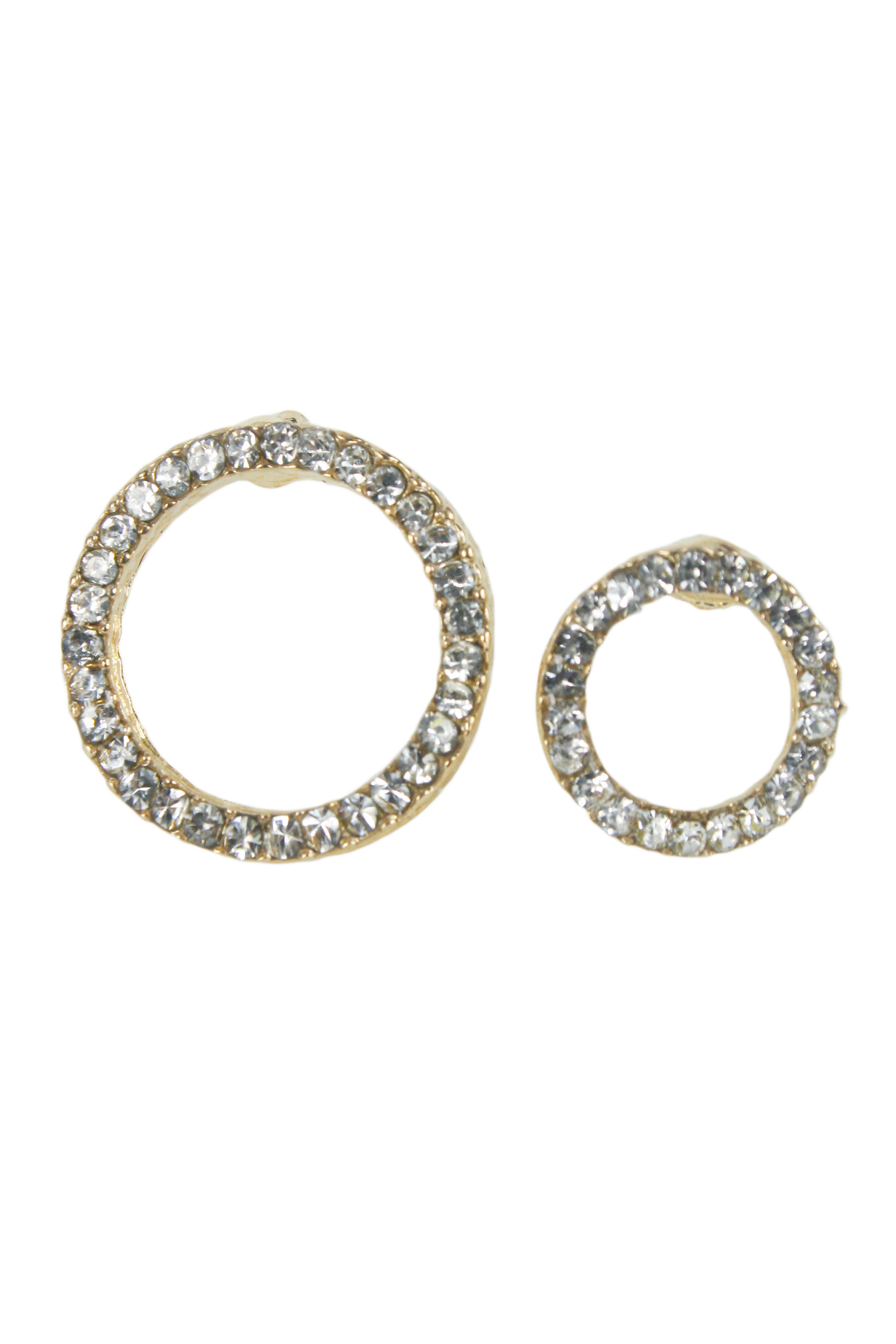 Pendientes de botón de cristal con forma de círculo redondo asimétrico E1938