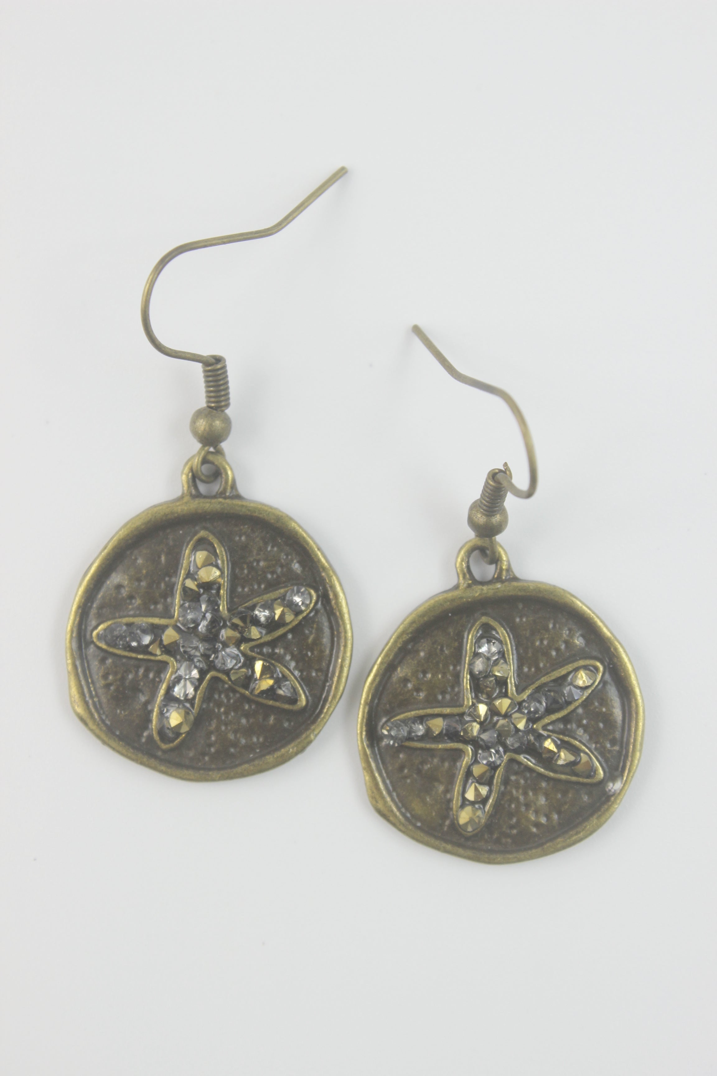 Pendientes colgantes con medalla de estrella de cristal incrustada E1951