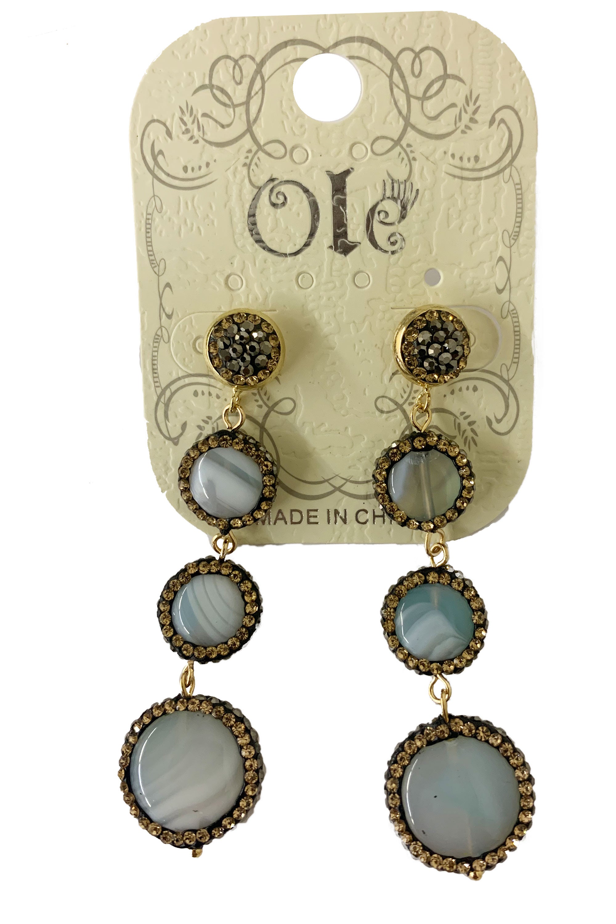 Round Stone Chain Earrings E2910
