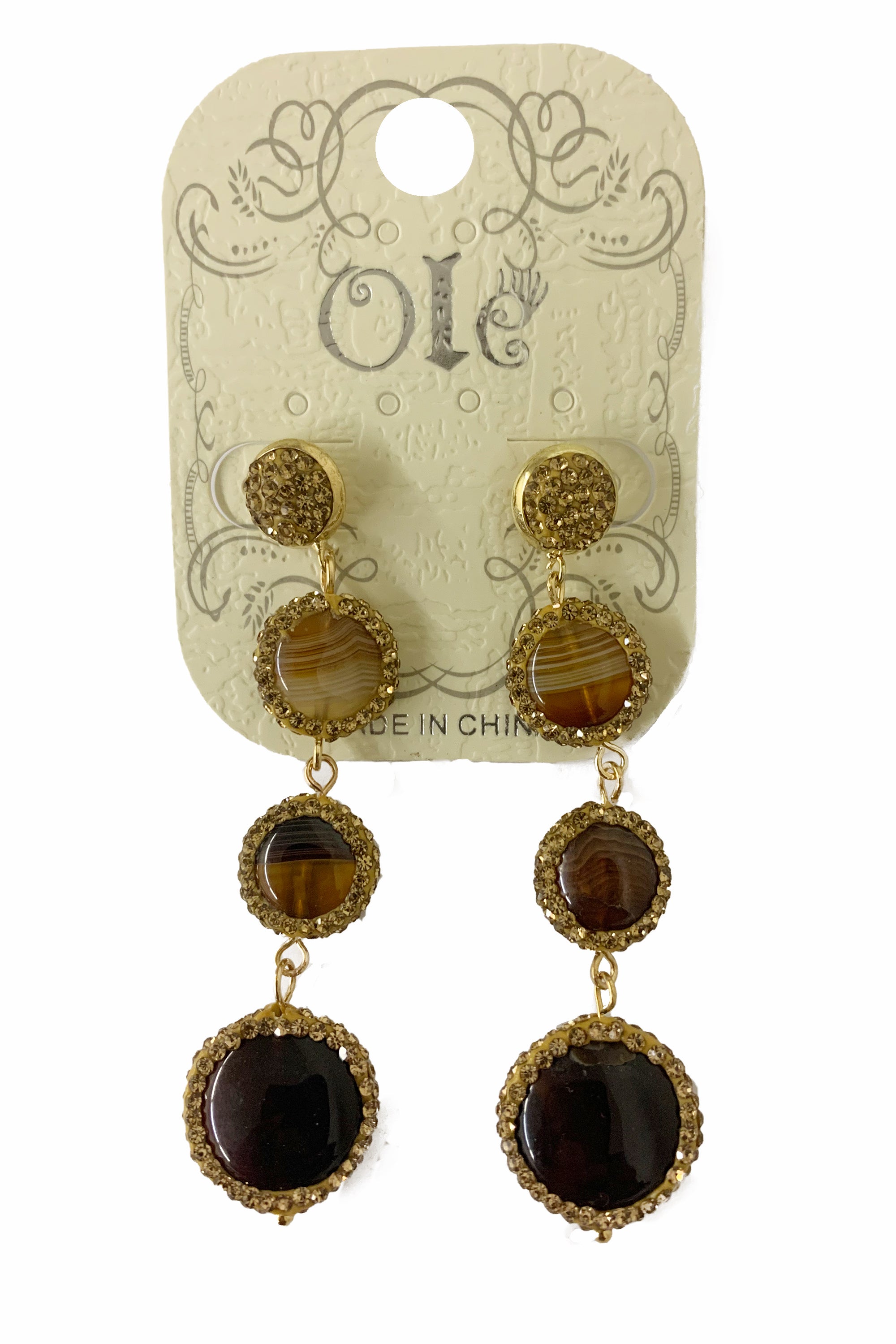 Round Stone Chain Earrings E2910
