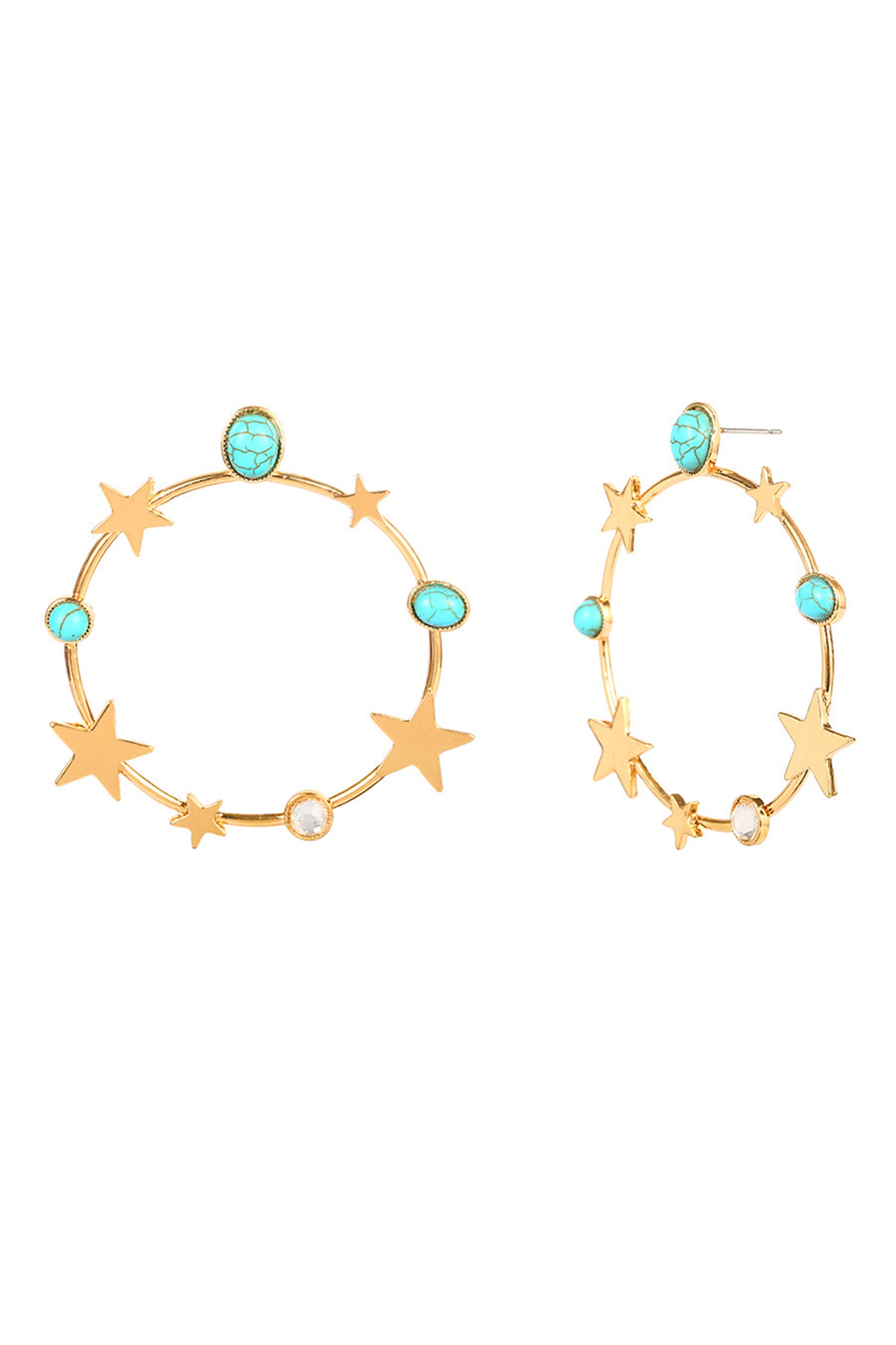 Hollow Circle Star Earrings E2983
