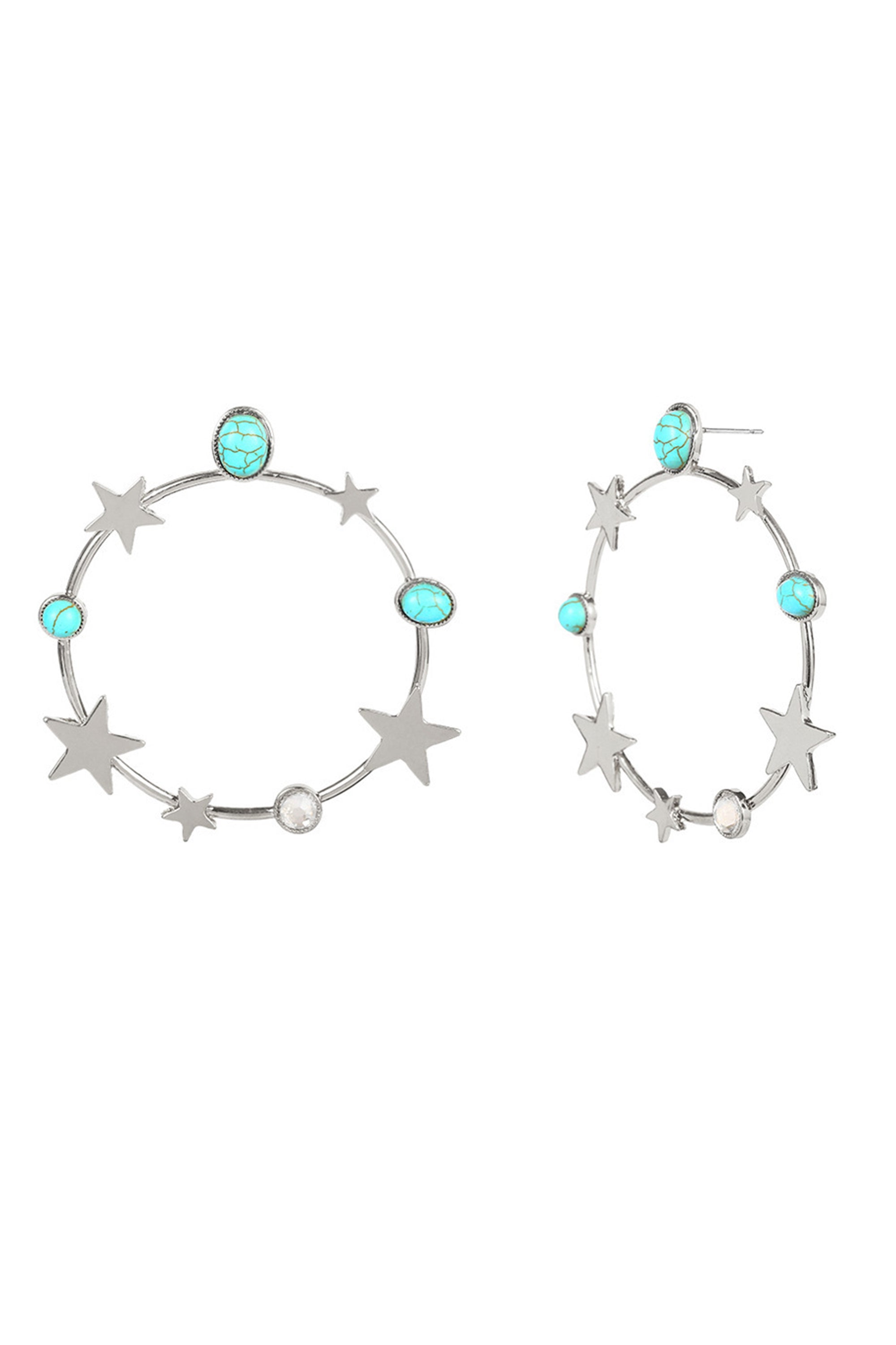 Hollow Circle Star Earrings E2983