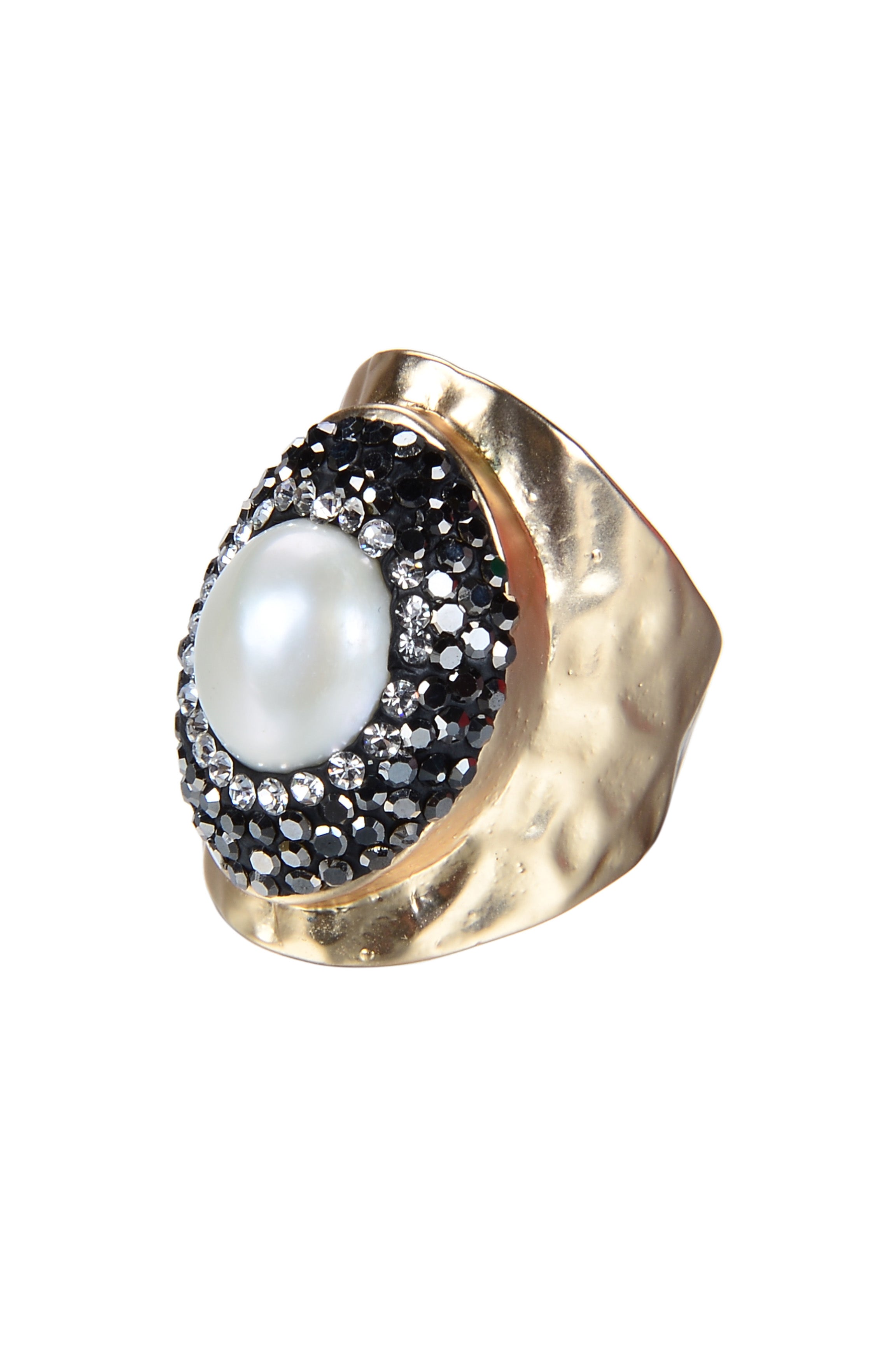 Fashion Charming Pearl Crystal Metal Rings R1414