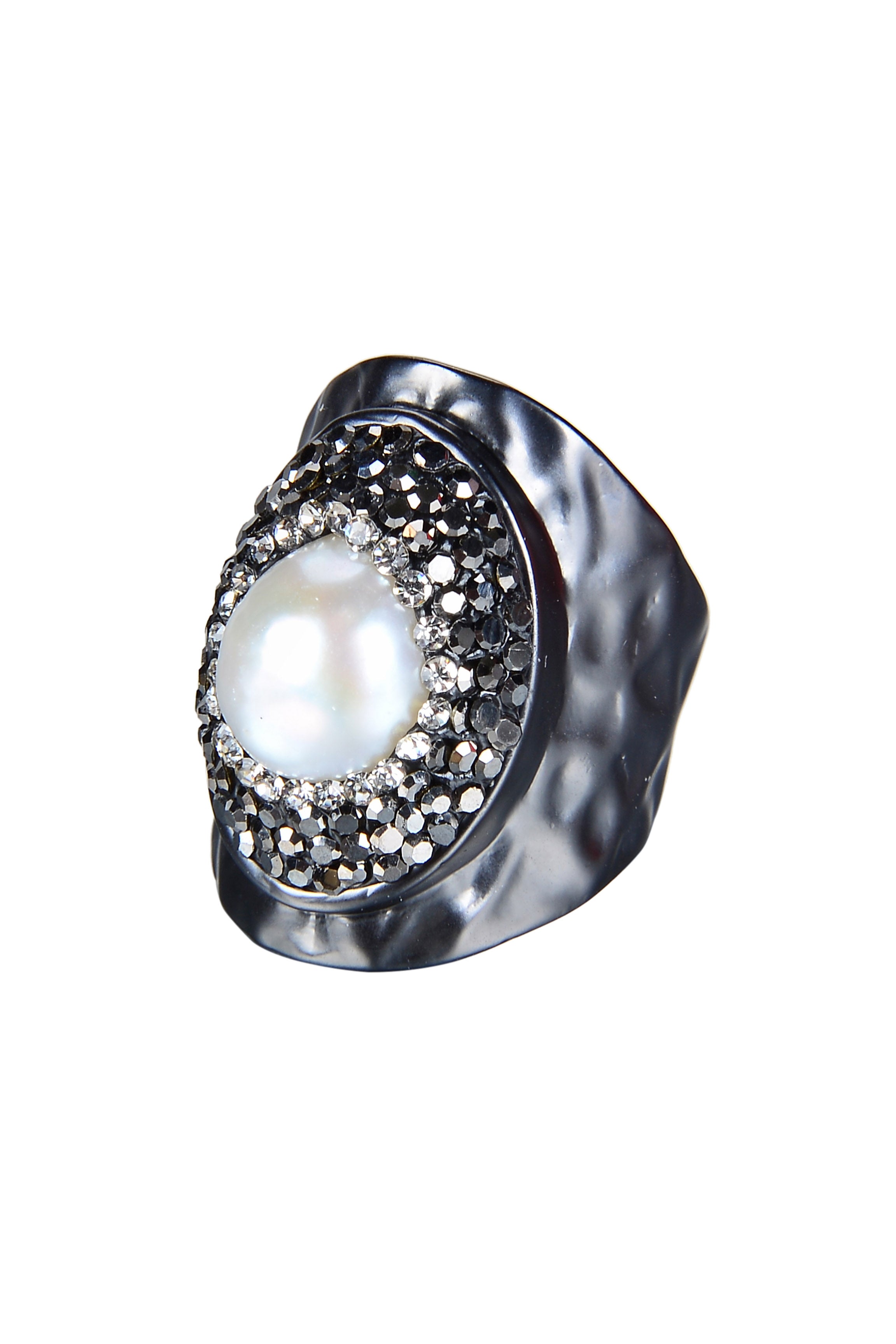 Fashion Charming Pearl Crystal Metal Rings R1414