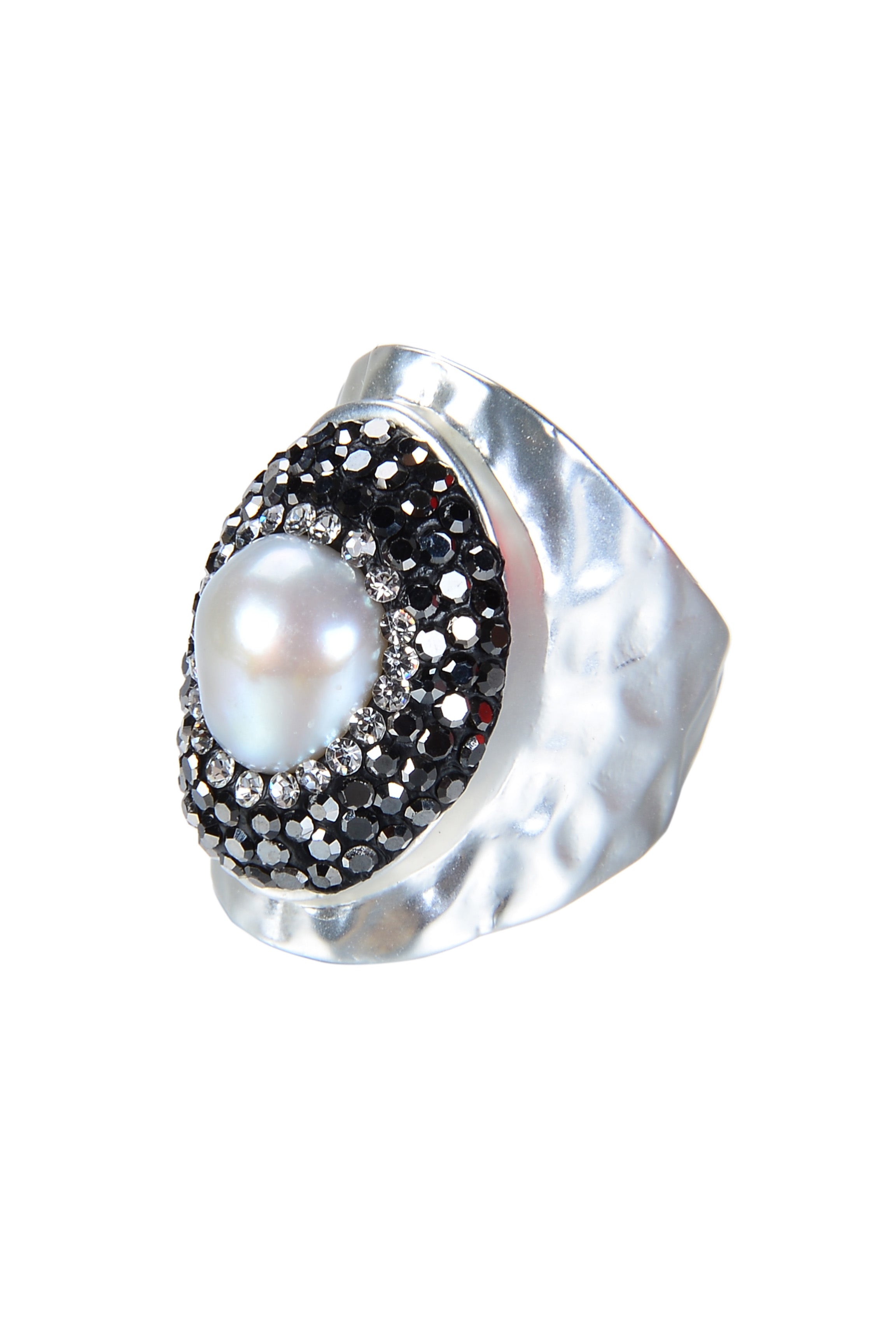 Fashion Charming Pearl Crystal Metal Rings R1414